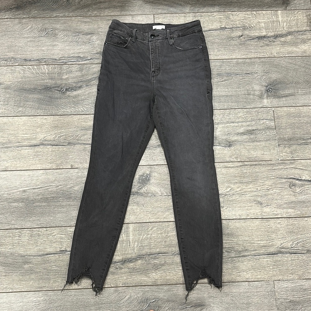 • GOOD AMERICAN • Women’s Good Legs Black Crop Jean Black153 Distressed 6/28 - Picture 3 of 5